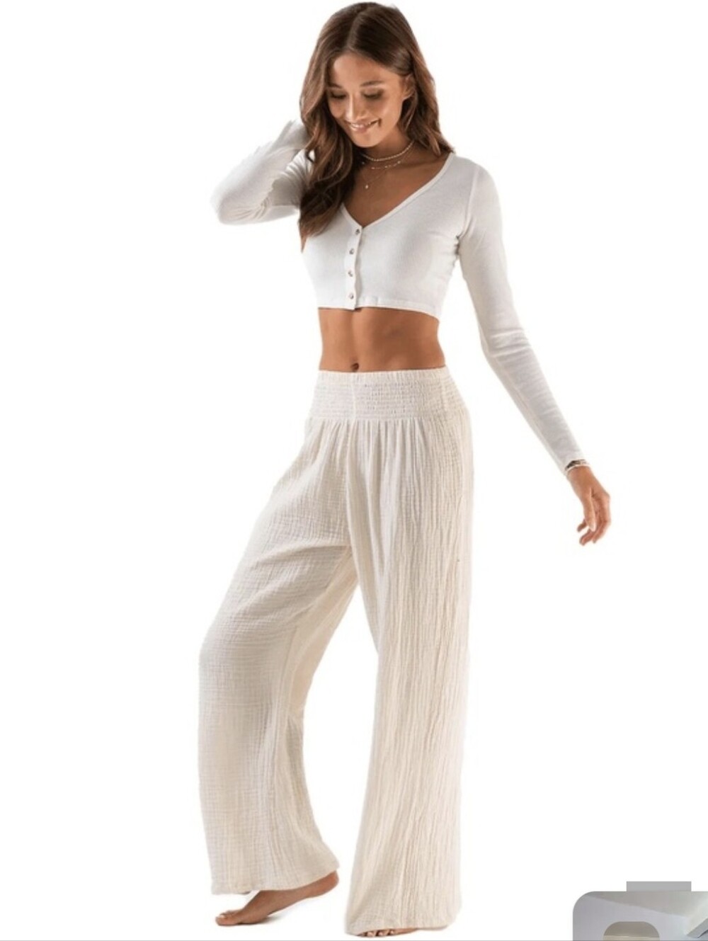 Lotus & LUNA |  Wide-Leg Gauze Pants